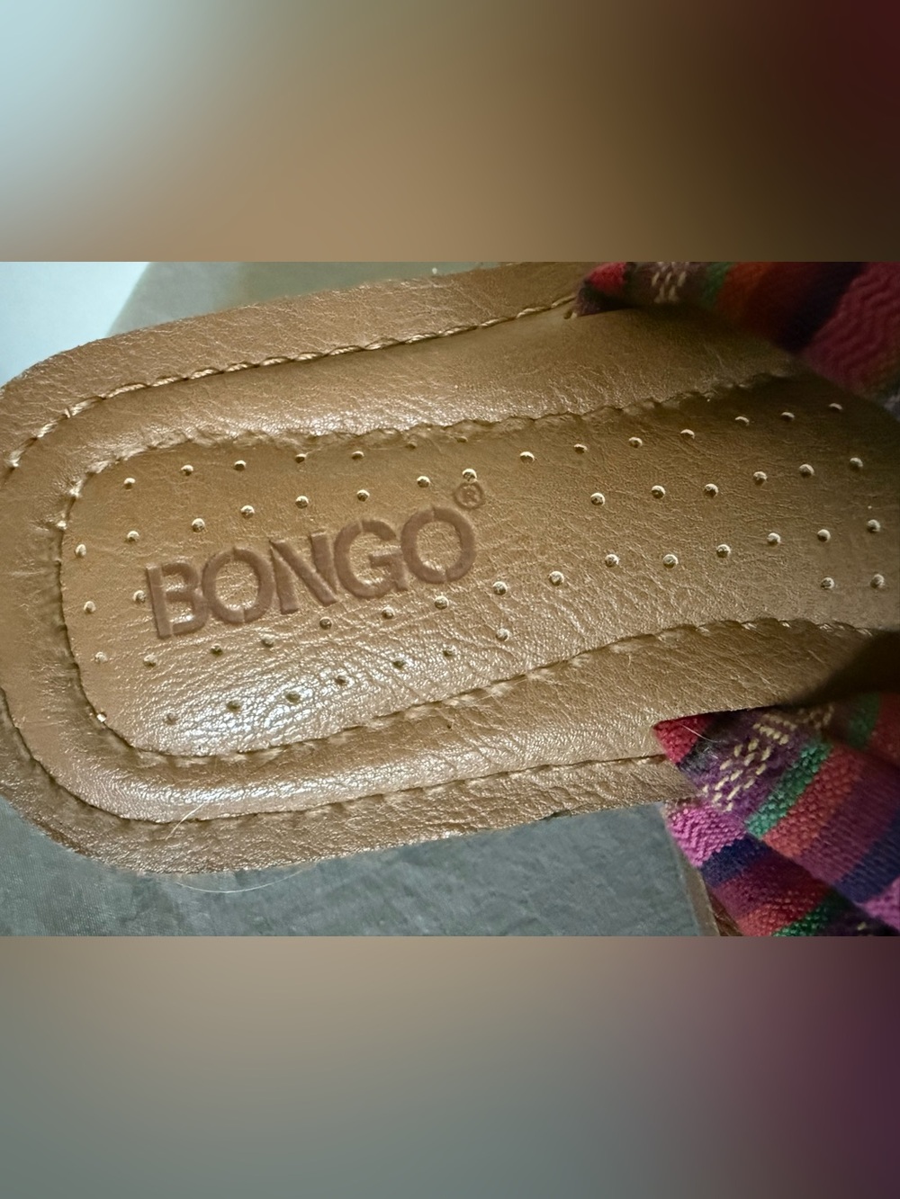 BONGO Multicolor Striped Fabric Slide Sandals - Brown Insole